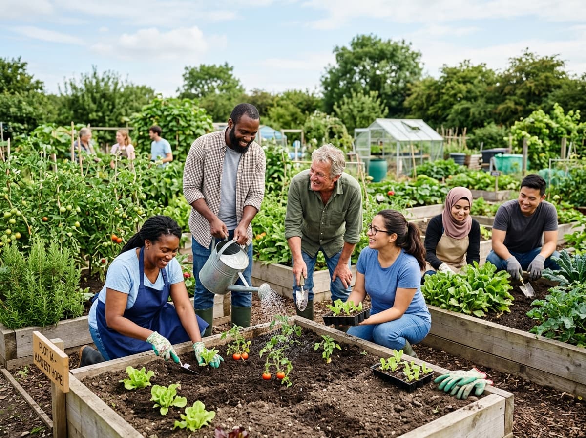 Learners and volunteers gardening at Plot 31 Suffield Hatch Allotments